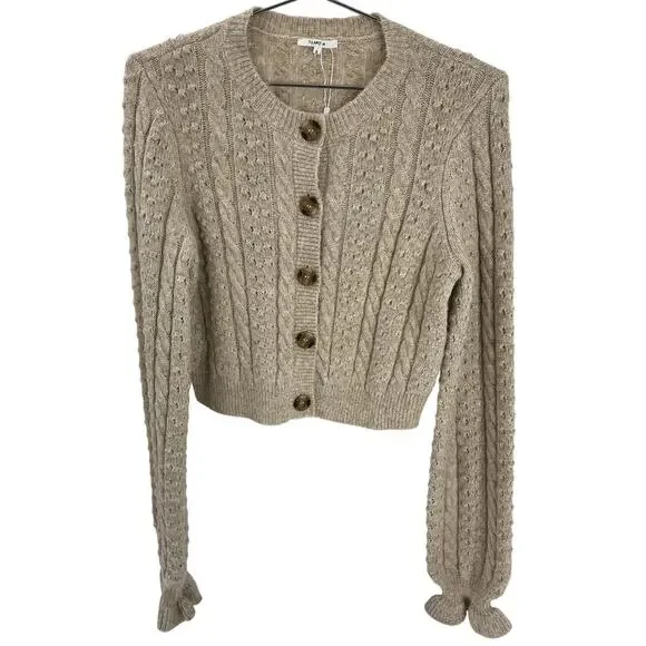 Tularosa Cropped Beige Palmira Cardigan Size S - Picture 2 of 4